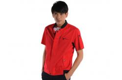 China Standing Collar Industrial Work Uniforms Two Triangle Pockets Blended Twill supplier