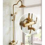 Retro Bronze Carved Wall Mounted Rain Shower Faucets for sale