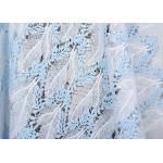 Dubai Stretch Water Soluble Embroidered Sequin Lace Fabric Blue And White Color for sale