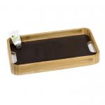 Hotel Guestroom Leather Bamboo Tray Rectangle Multi use Customized for sale