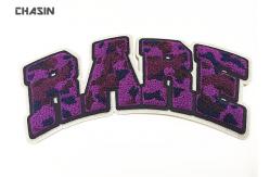 China Name Letter Chenille Embroidery Patches With Camouflage Thread 7 Width supplier