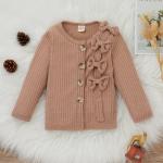 Polyester Autumn Spring Children'S Clothing Bow Cardigan Wool Knitted Coat for sale