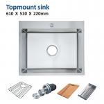 10 Degree Top Mount Stainless Sink , Brushed 25 X 19 Single Bowl Sink for sale