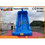 Blue Color Outdoor Inflatable Water Slides With Swimming Pool TUV ROHS EN71 for sale