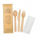 Individual Package Wooden Forks Spoon Knife And Napkin Disposable Wooden Cutlery Set for sale