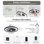 Smart Remote Control LED Ceiling Fan with Air Ventilation and Metal Plastic Material