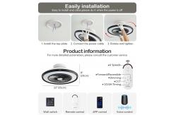 China Smart Remote Control LED Ceiling Fan with Air Ventilation and Metal Plastic Material supplier