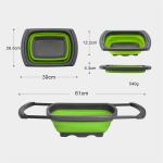 Collapsible Over the Sink Silicone Colander With Long  Handle Kitchen Folding Strainer
