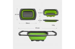 China Collapsible Over the Sink Silicone Colander With Long  Handle Kitchen Folding Strainer supplier