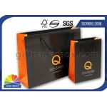 Glossy Black Printed Paper Bags With PP Rope Handle , OEM / ODM Wrapping Bag for sale