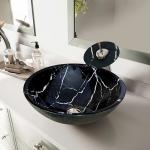 145mm Black Glass Basin Bowl Countertop Textured Smooth With White Lines for sale