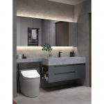 Custom Bathroom Vanity Units Slate Washbasin Toilet Combination Smart LED Mirrored Cabinet