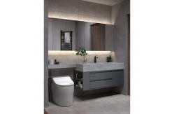 China Custom Bathroom Vanity Units Slate Washbasin Toilet Combination Smart LED Mirrored Cabinet supplier
