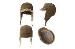 China Men 56cm Winter Leather Trapper Hat Warm With Fur supplier