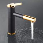 Waterfall Black Basin Faucet With Golden Handle Hot And Cold Mixer for sale