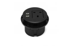 China Smart British Furniture AC Black Round Power Socket Embedded Installation supplier