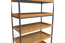 China Stores Point Of Sales Displays Wooden Tray Salad Display Stand With Wheels supplier