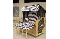 China Double Seat Roofed Wicker Beach Chair & Strandkorb With Wood And Rattan Frame supplier