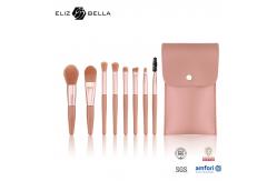 China 8-piece Makeup Brushes With Cosmetic Pouch Plastic Handle and Aluminium Ferrule OEM supplier