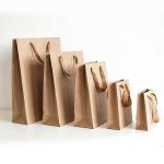 Custom Order Accepted Logo Bulk Shipping Coffee Brown Kraft Paper Bag with Handle for sale