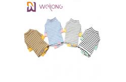 China Summer Striped Black And White Plaid Dog Pajamas Customized Yarn Dyed supplier