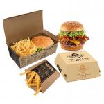 Retangle Bleached Fast Food Disposable Burger Boxes Packing Custom Logo Printing for sale