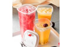 China Frosted 32oz Disposable Bubble Tea Cups With Lids Square Hard Plastic Cups supplier