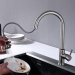 Single Hole High Arc Kitchen Faucet Mixer 360 Degree Rotating Spout IPX5 for sale