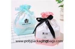 China Frosted CPE White LDPE Ribbon Plastic  Drawstring Bags For Snacks Packaging supplier