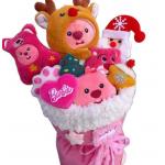 Adorable Pink Beaver Dolls Plush Flower Bouquet for Customer Requirements for sale