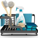 Sink Caddy Organizer Stainless Steel with Removable Drain Pan for Sponge