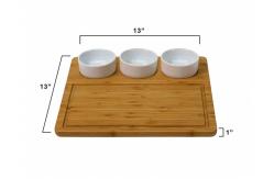China Unbreakable Bamboo Cheese Serving Tray , Bamboo Cheese Platter Board With 3 Bowl supplier