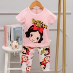 Comfortable Pajamas Short Sleeve Pink Cotton Pyjamas For 110cm Height for sale
