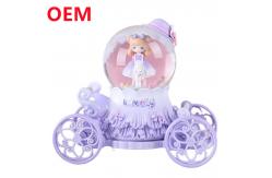China Custom Polyresin Princess Light Up Water Globe Princess Snow Globe With Musical Box supplier