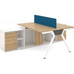 Double Seats Office Table Cubicle Partition Wooden With Metal Legs for sale