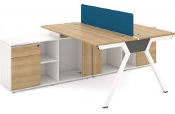 China Double Seats Office Table Cubicle Partition Wooden With Metal Legs supplier