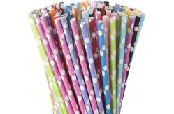 China 10 Colour Polka Dots Durable Recyclable Paper Drinking Straws supplier