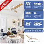 15CM Suspender Natural Wood Blades LED Ceiling Fan for Customizable Energy Efficiency