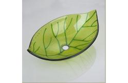 China 565mm Length Countertop Wash Basin Green Leaf 365mm Width Hot Melted Hand Drawing supplier