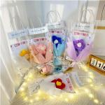 Finished Transparent Light Packaging Bag Plush Flowers Bouquet Variety Dolls In Large Puff Bouquet For Women's Day Gift for sale