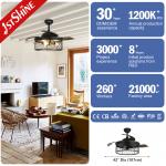 42 Inches Farmhouse Bedroom Invisible Ceiling Fan With Lights And Remote Control