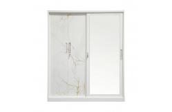 China Kd Structure Lockable Sliding Door Metal Wardrobe Almirah  With Mirror supplier