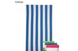 China Blue White Striped Microfiber Beach Towels Lightweight Super Absorption 160x80cm supplier