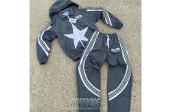 China Custom Techwear Windbreaker Tracksuit Nylon Stripe Ribbed Detachable Hoodie And Sweatpants Set supplier