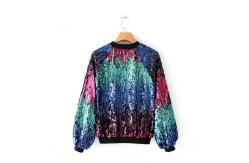 China Ladies Ma1 Bomber Jacket With Gradient Sequin Design 100% Polyester supplier