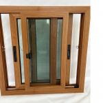 China Wood Grain Foil UPVC Double Sliding Windows Custom European Style factory