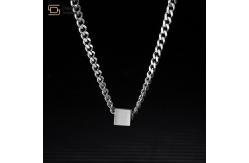 China Hip Hop Titanium Steel Clavicle Cuban Chain Necklace Square Block Pendant Chokers supplier