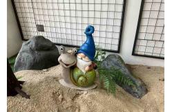 China OEM / ODM Magnesium Oxide Garden Statue Gnome Riding On Turtle Statue supplier