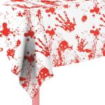 Customized Disposable LDPE Bloody Handprint Tablecloth For Halloween for sale