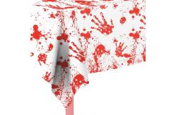 China Customized Disposable LDPE Bloody Handprint Tablecloth For Halloween supplier